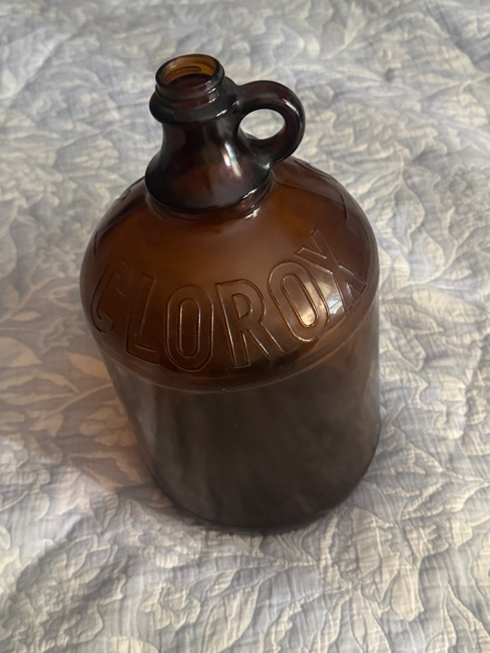 Clorox Amber Brown Glass Jug with Loop Handle